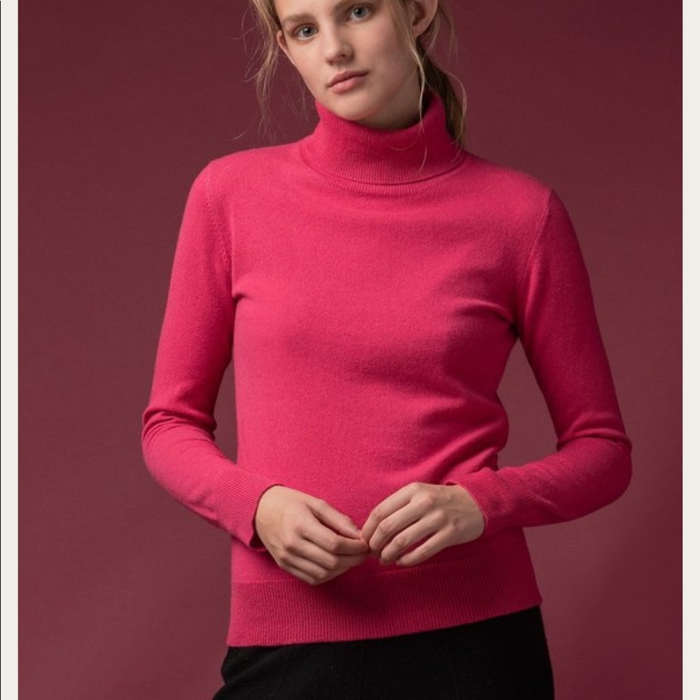 NWOT Pure Collection 100% Cashmere Hot Pink Turtleneck Sweater